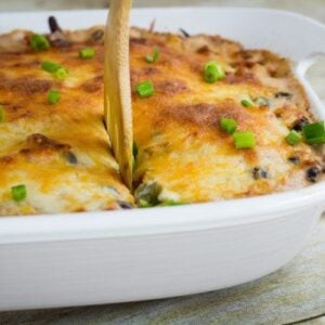 This cheesy, savory spaghetti squash casserole is so easy to make!