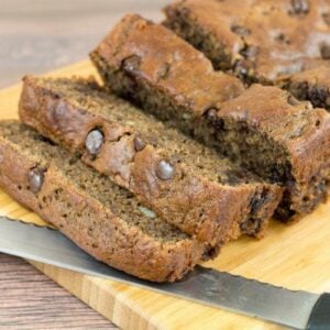 Soft, moist and chocolatey goodness in this gluten free banana bread recipe!