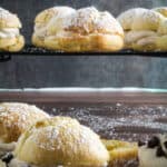 These cream puffs are sweet, tender, stuffed with an irresistible cannoli cream filling and topped with just a sprinkle of powdered sugar. Enjoy this traditional French pastry with an Italian twist, or fill it with whatever sweet treat you're craving. You won't believe how deceptively easy they are to make, and your guests won't be able to tell they're gluten free!