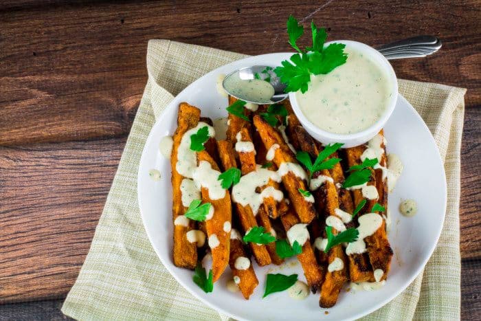 Curly Sweet Potato Fries with Garlic Aioli - Downshiftology