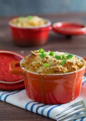 Sharp parmesan and cheddar, mellow gruyere, and tender, sweet lobster make the perfect combination in Baked Lobster Mac and Cheese. Perfect for the holidays or even an indulgent evening on your own, this is definitely the grown-up version of mac and cheese. It's creamy, buttery comfort food at its best!