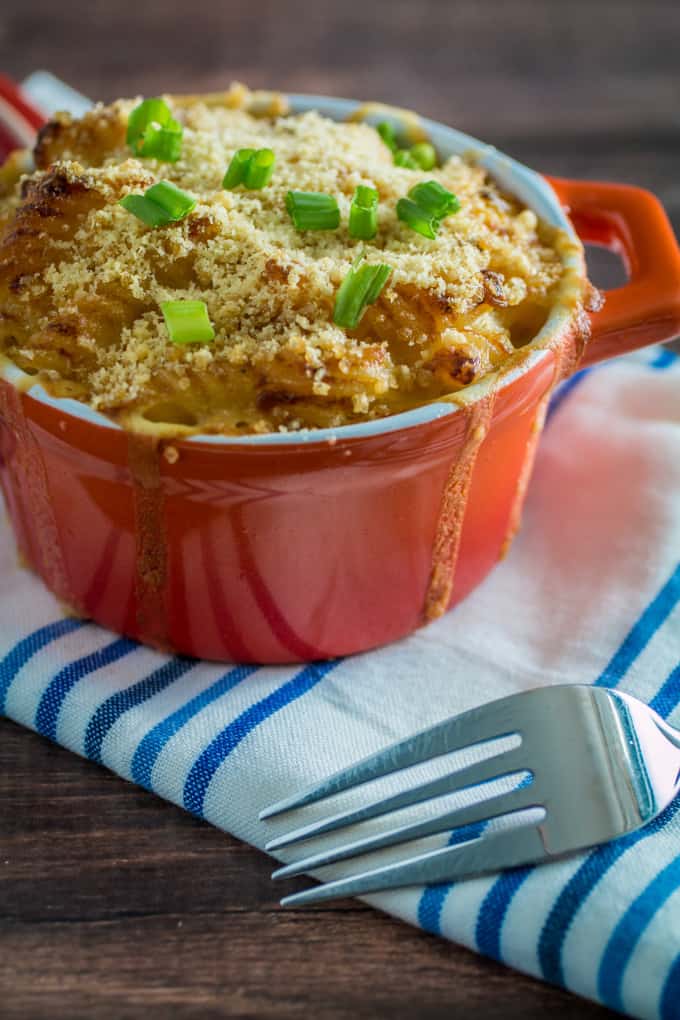 Sharp parmesan and cheddar, mellow gruyere, and tender, sweet lobster make the perfect combination in Baked Lobster Mac and Cheese. Perfect for the holidays or even an indulgent evening on your own, this is definitely the grown-up version of mac and cheese. It's creamy, buttery comfort food at its best! 