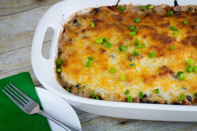 This cheesy, savory spaghetti squash casserole is so easy to make!