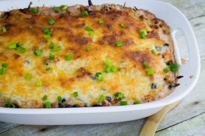 This cheesy, savory spaghetti squash casserole is so easy to make!