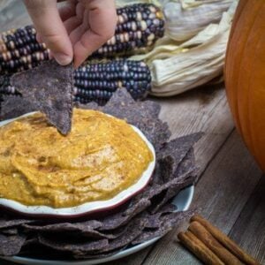 Creamy and sweet, this is one fast way to bring the holiday flavors of pumpkin pie to your table. Easy Pumpkin Pie Dip is made with real pumpkin, sweet maple syrup, and autumn spices. Serve with corn chips or vanilla cookies for a quick snack or dessert your guests will love!