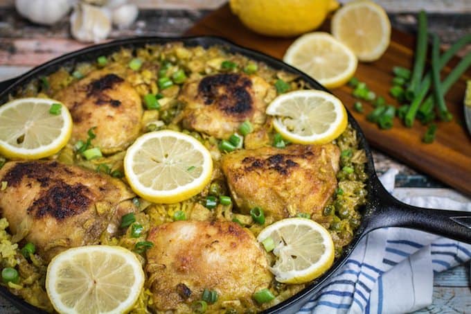 Lemon Garlic Chicken with Yellow Rice Recipe