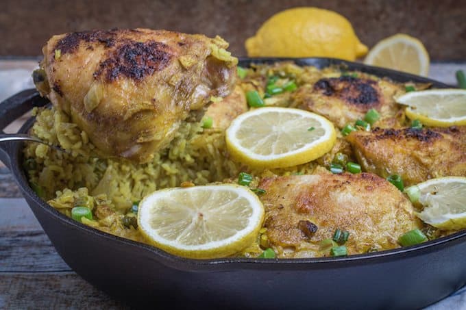 Lemon Garlic Chicken with Yellow Rice Recipe