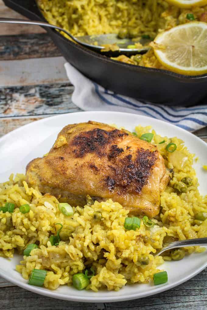 Lemon Garlic Chicken with Yellow Rice Recipe