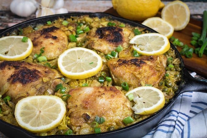 Lemon Garlic Chicken with Yellow Rice Recipe