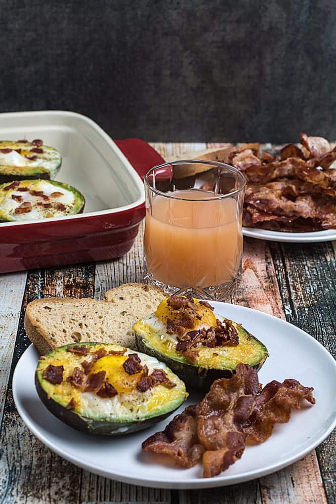 bacon egg and cheese baked avocado