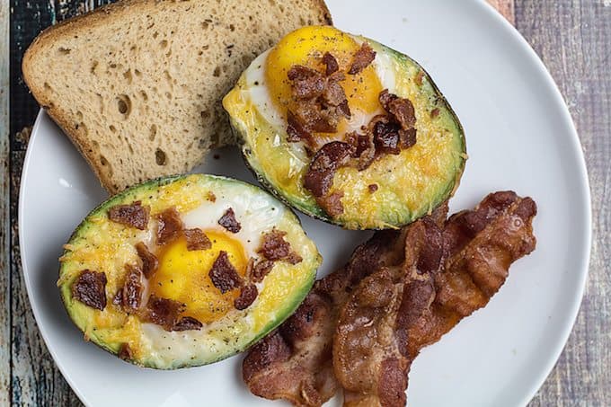 bacon egg and cheese baked avocado