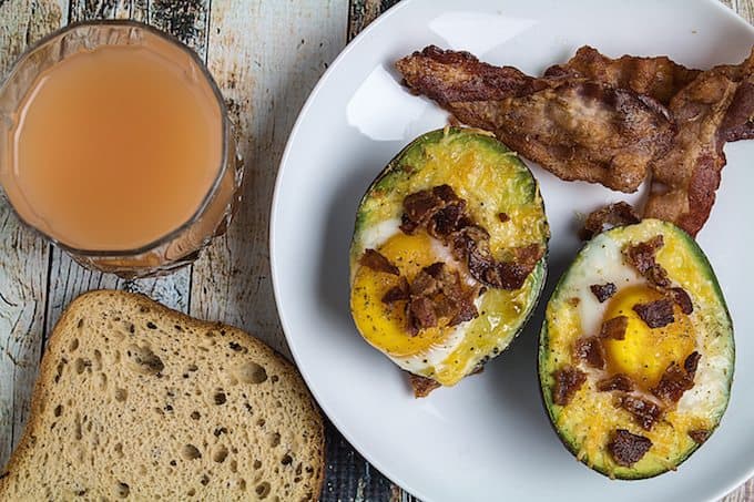 bacon egg and cheese baked avocado