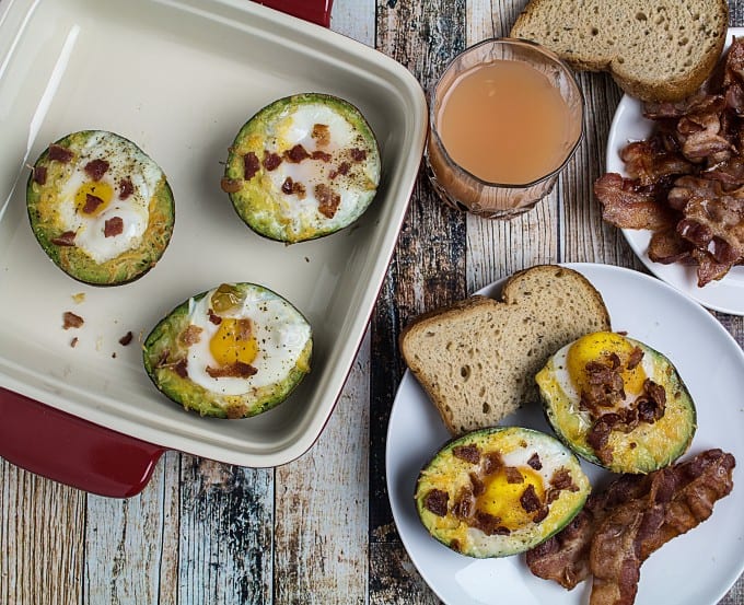 bacon egg and cheese baked avocado