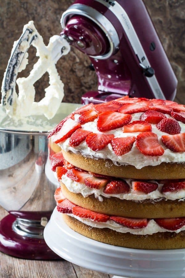 Gluten Free Strawberry Cake & Whipped Cream Cheese Frosting Dishing