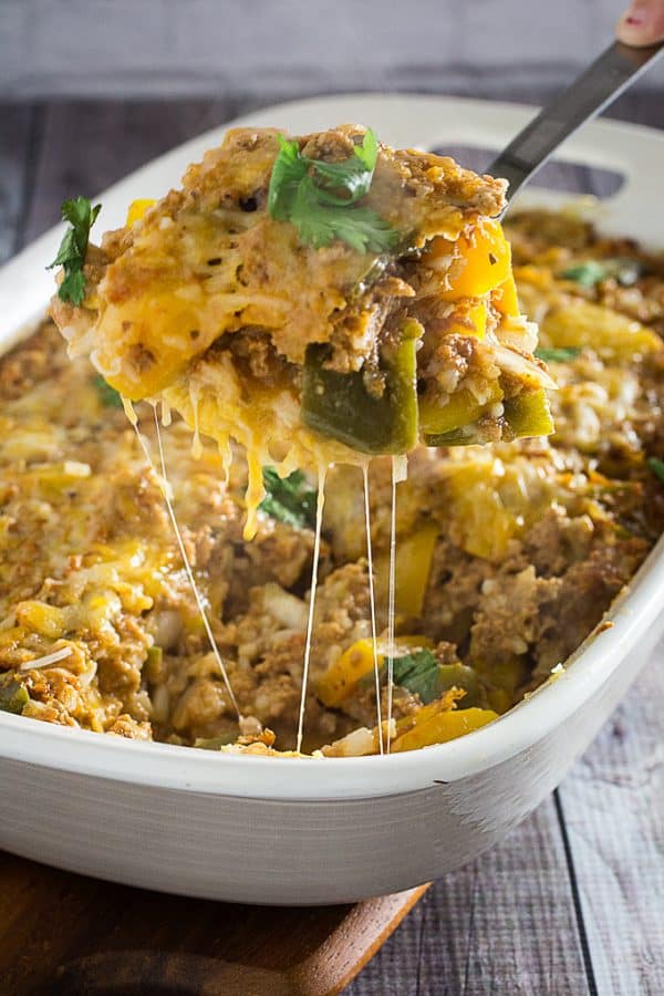 Cheesy Stuffed Pepper Casserole • Dishing Delish