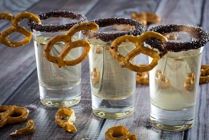 Chocolate covered pretzel shot