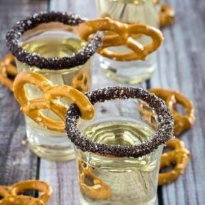 Chocolate covered pretzel shot