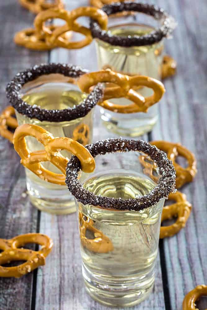 Chocolate covered pretzel shot