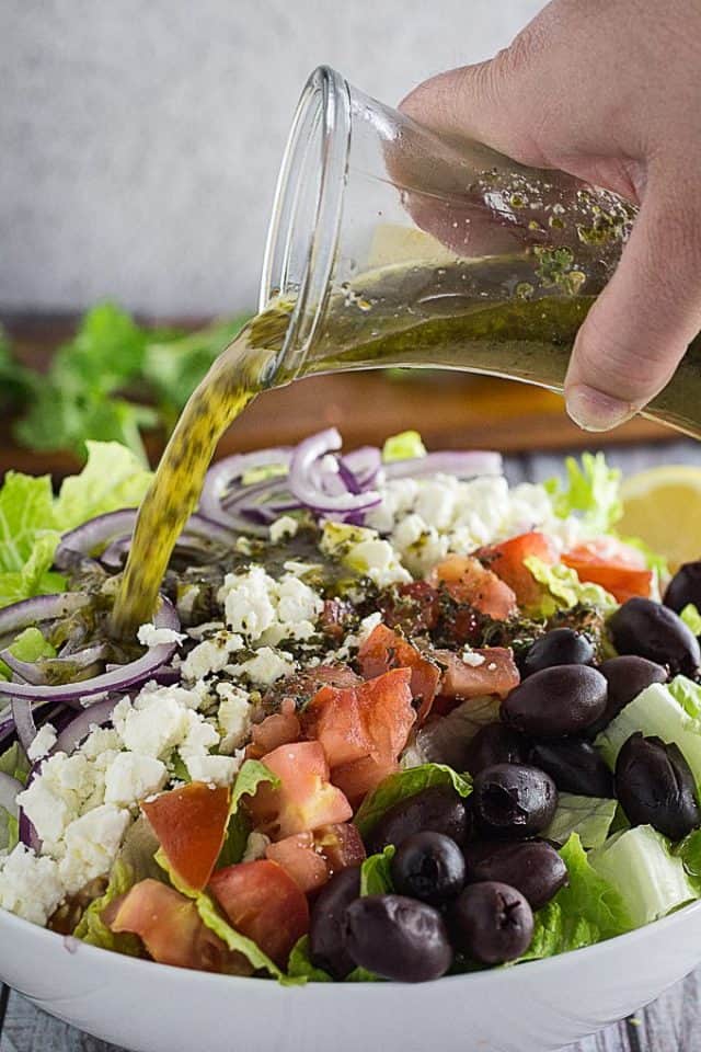 Greek Salad Dressing & Greek Salad • Dishing Delish