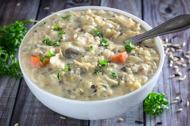 Slow Cooker Creamy Chicken & Wild Rice Soup • Dishing Delish