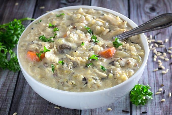 slow cooker creamy chicken & wild rice soup