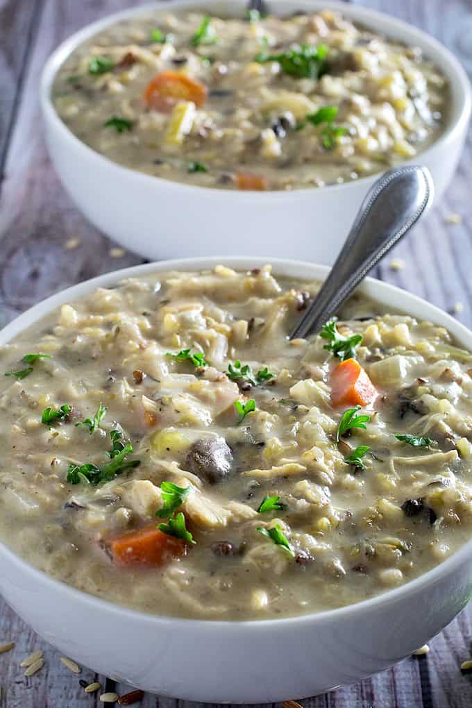 slow cooker creamy chicken & wild rice soup