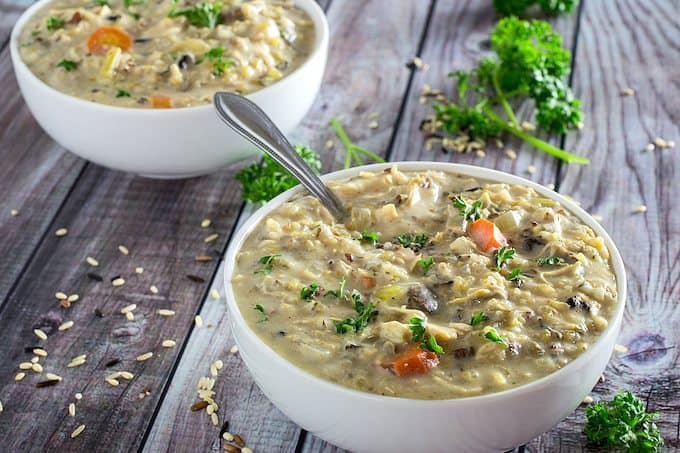 slow cooker creamy chicken & wild rice soup