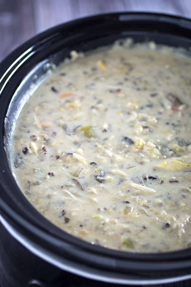 Slow Cooker Creamy Chicken & Wild Rice Soup • Dishing Delish