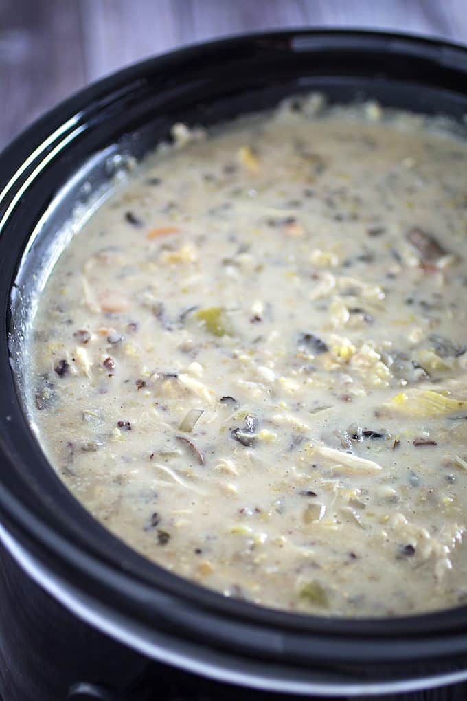 slow cooker creamy chicken & wild rice soup