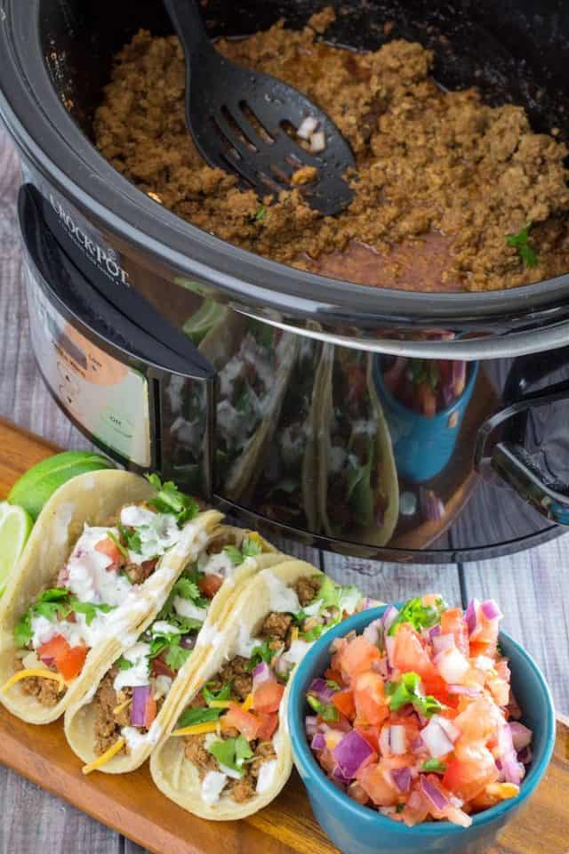 Slow Cooker Taco Meat With Turkey • Dishing Delish