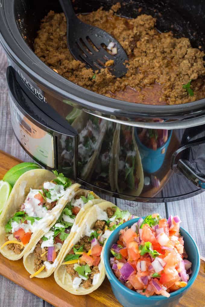 Slow Cooker Taco Meat With Turkey • Dishing Delish