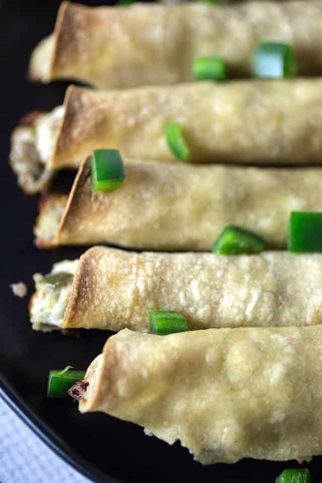 Baked Chicken Taquitos With Cream Cheese & Jalapenos • Dishing Delish