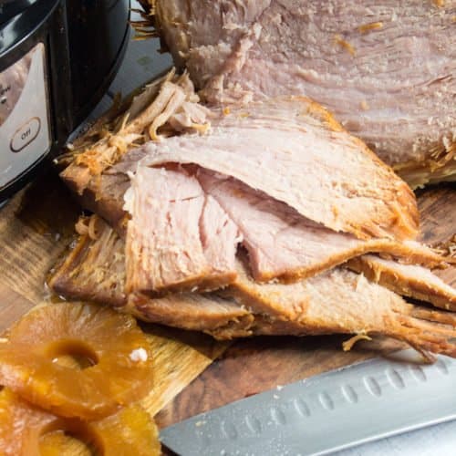 Slow Cooker Ham With Pineapple Glaze • Dishing Delish