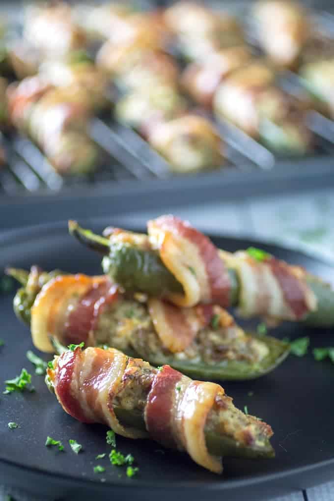 bacon wrapped sausage stuffed jalapenos