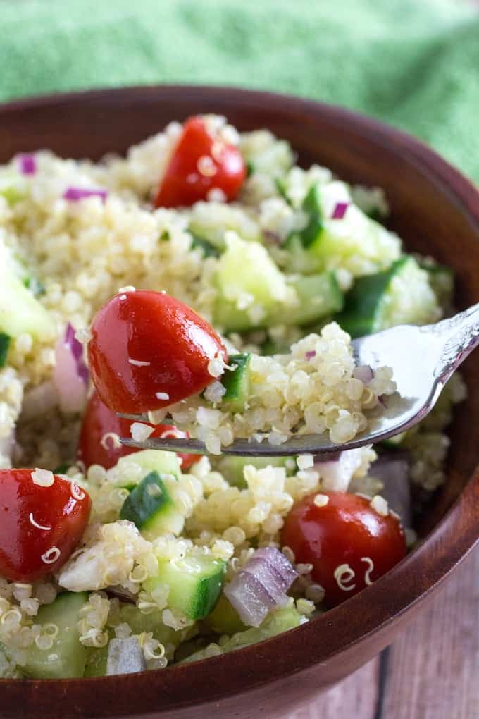 Mediterranean Quinoa Salad Recipe - Gluten Free! • Dishing Delish