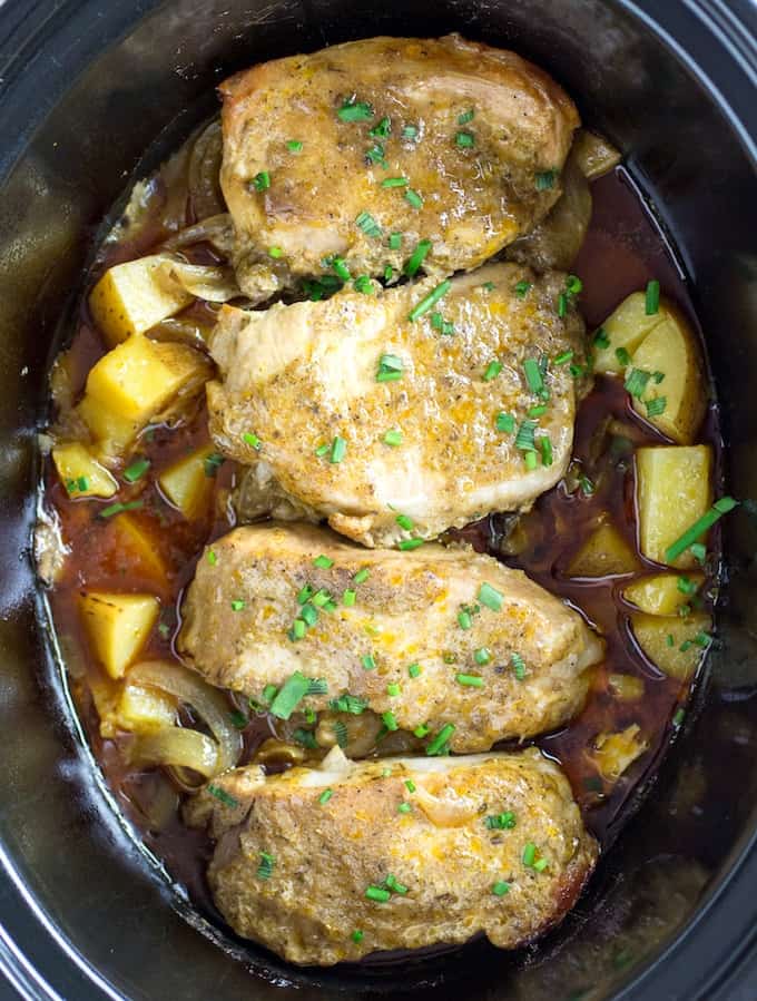 Slow Cooker Herbed Pork Chops and Potatoes - The Magical Slow Cooker