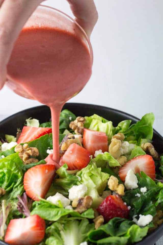 Orange Strawberry Salad Dressing & Spring Salad • Dishing Delish