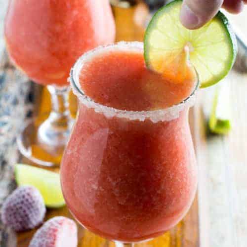Frozen Strawberry Margarita From Scratch • Dishing Delish