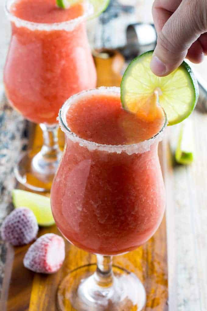 Frozen Strawberry Margarita From Scratch