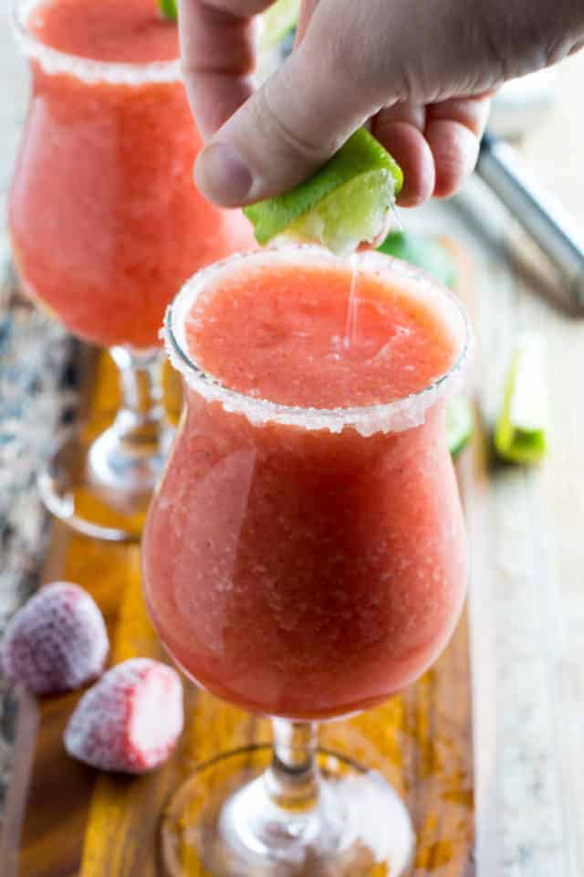 Frozen Strawberry Margarita From Scratch • Dishing Delish