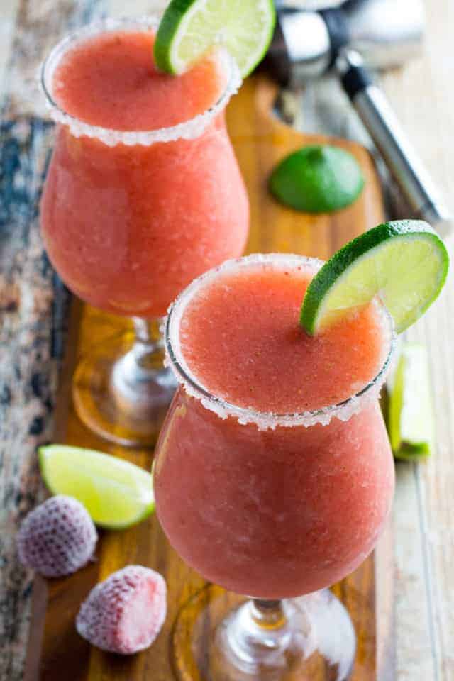 Frozen Strawberry Margarita From Scratch • Dishing Delish
