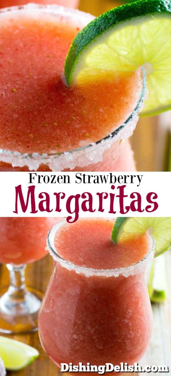 Frozen Strawberry Margarita From Scratch is a really simple recipe using frozen strawberries, lime juice, orange juice, sugar, and (most importantly) tequila! They taste just like they came from your favorite bar or restaurant, and you can be sure they're gluten free!
