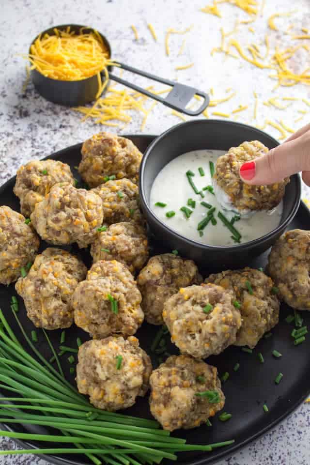 Cream Cheese Sausage Balls • Dishing Delish