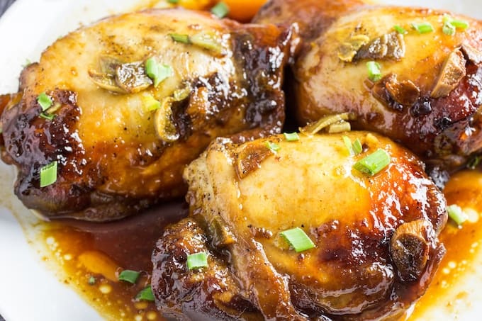 Slow Cooker Honey Garlic Chicken Recipe • Dishing Delish