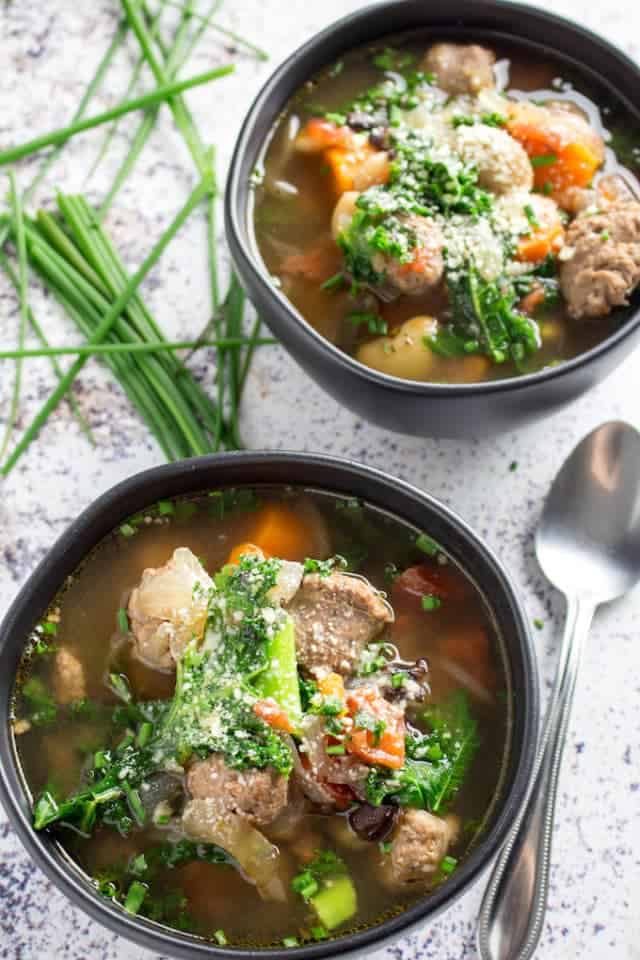 Slow Cooker Kale Bean & Sausage Soup • Dishing Delish