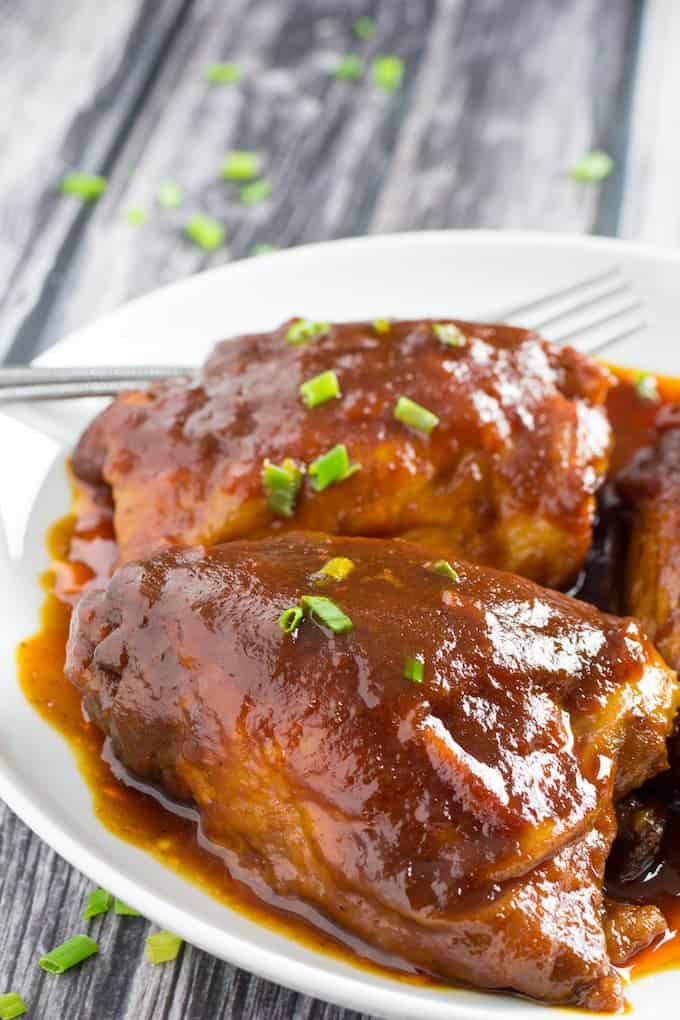 BEST Crockpot BBQ Chicken Thighs Ever Dishing Delish