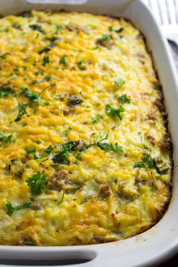 Make Ahead Sausage Hash Brown Casserole • Dishing Delish