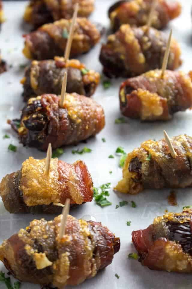 Bacon Wrapped Dates & Goat Cheese • Dishing Delish