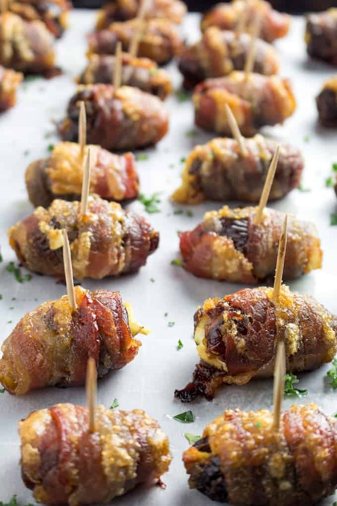 goat cheese stuffed dates wrapped in bacon