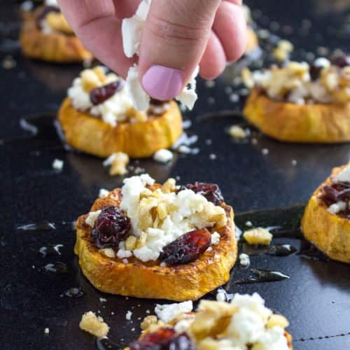 Baked Sweet Potato Rounds with Goat Cheese & Honey • Dishing Delish